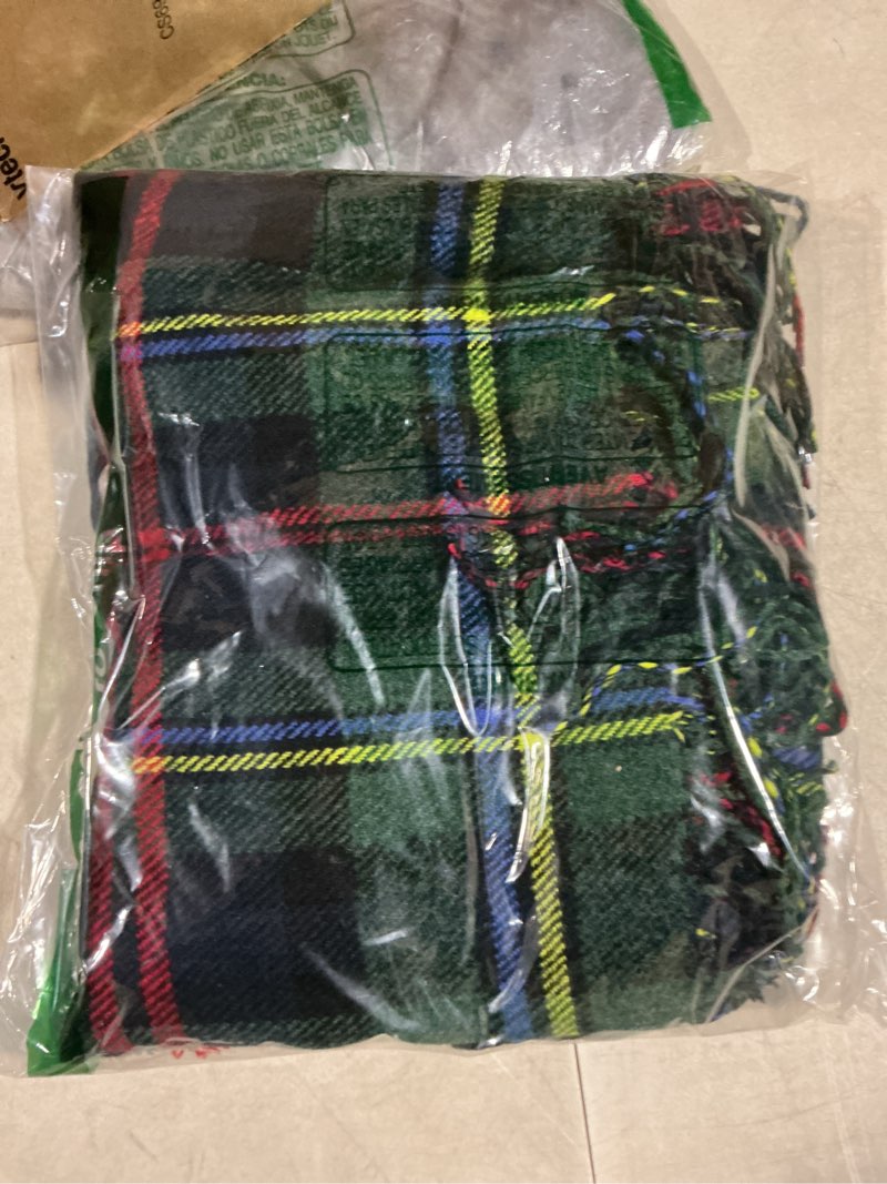 Condition photo showing New/Like New for Women's Vintage Plaid Knitted Tassel Poncho Shawl Cape Button Cardigan Series 2 Green