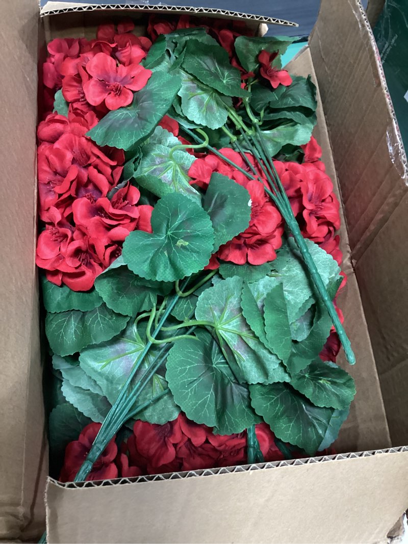 Condition photo showing Good Condition for hananona 12 pcs artificial geranium flowers for outdoors geranium silk red flowers outdoor uv resistant garden plants faux flower for christmas home kitchen table centerpieces decor (12, red) red 12