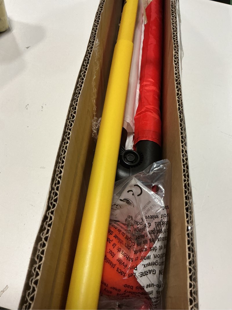 Condition photo showing New/Like New for Franklin Sports Mini Hockey Goal Set - NHL Light Up Knee Hockey Goal and Stick Set with Hockey Ball - Perfect for Indoor Floor Hockey and Knee Hockey, Red, 36"L x 36"W x 24"H