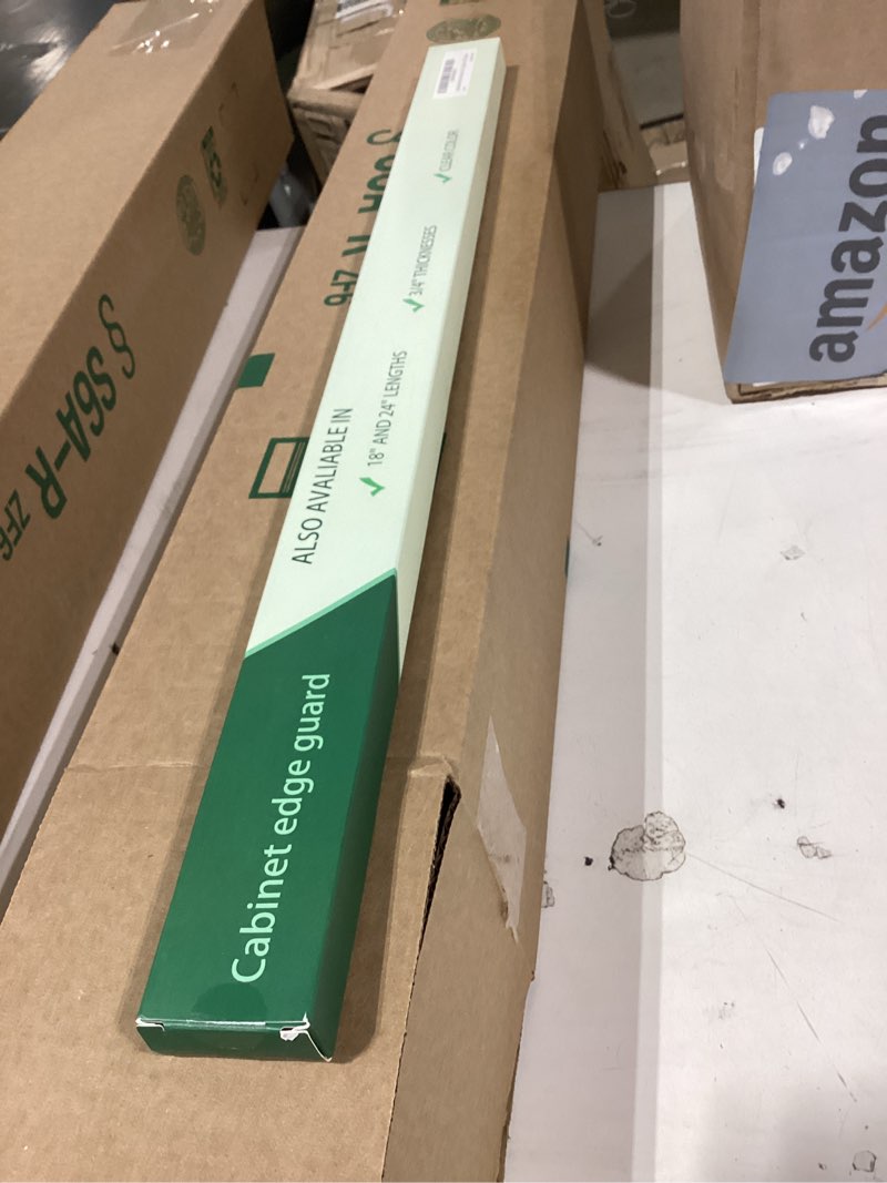 Condition photo showing New/Like New for 4pcs cabinet door protector, plastic edge protector trash drawer protector edge guard, slip on protectors for cabinets– 3/4" thick, 24" length, prevent wear, chipping, discoloration