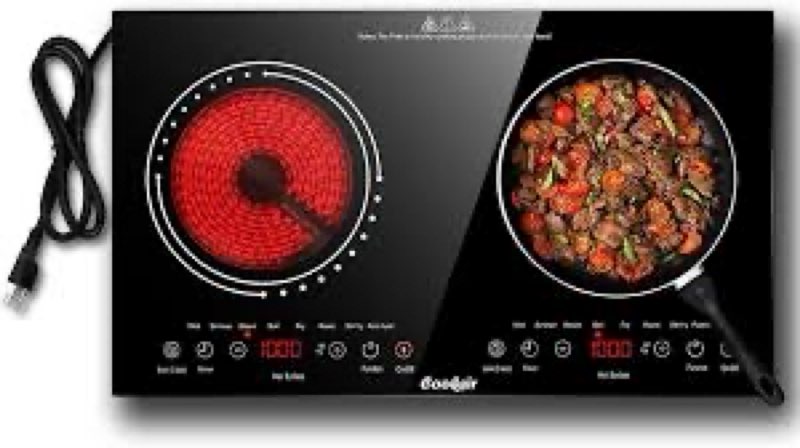 Cooksir 2 Burner Electric Cooktop - 24 Inch(23.6"x 13.8") Built-in & Countertop Electric Stove Top, 