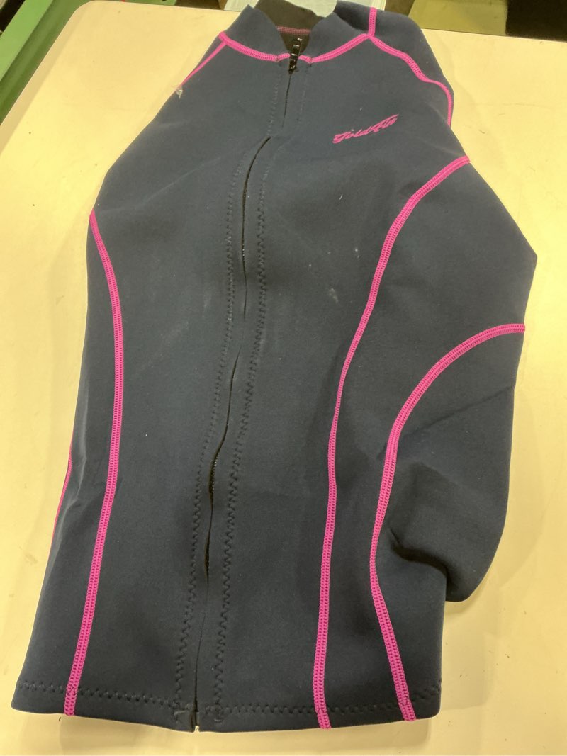 Condition photo showing As Is for goldfin wetsuit top women, womens 2mm wetsuits neoprene long sleeve jacket keep warm for water aerobics swim dive surf fuchsia line xx-large