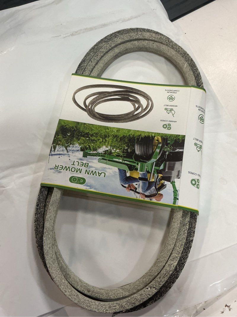 Condition photo showing Good Condition for 532125907 125907x lawn mower drive belt for husqvarna/craftsman/poulan yth20k46 gth52xls gth26v54 gth264t lt2213a cth126, for ayp 125907 592855301 105732x 120302x / aramid cord 1/2 x 90 inch