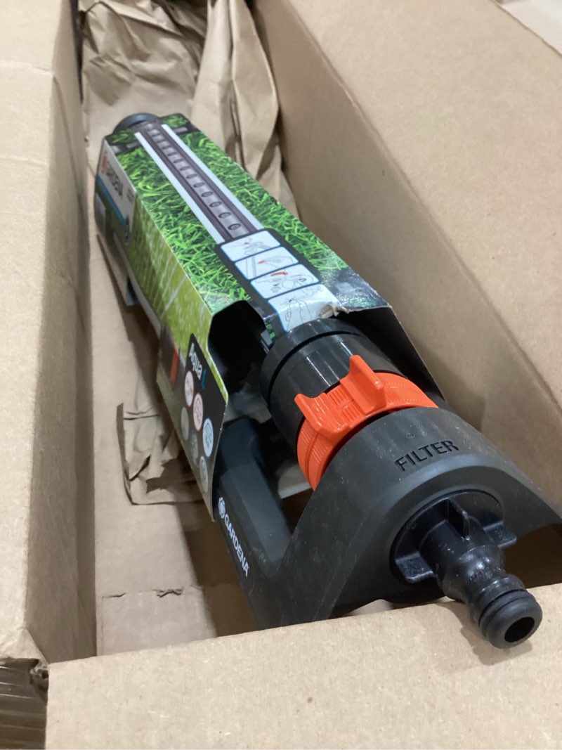Condition photo showing Good Condition for gardena (18704) up to 3000 sq ft - adjustable oscillating yard sprinkler, for watering large areas of lawn and garden. gardena outdoor oscillating sprinklers have wide heavy duty base for stability.