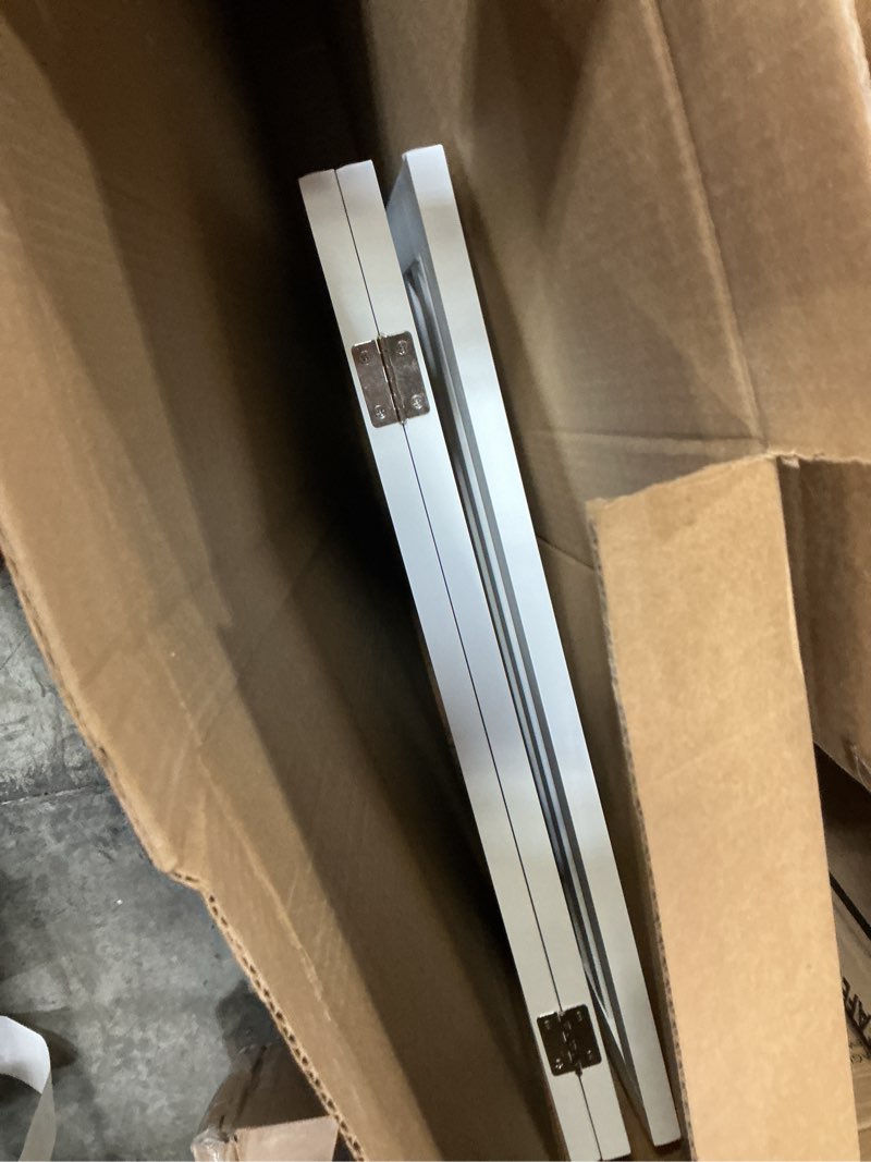 Condition photo showing As Is for PAWLAND Wooden Freestanding Foldable Pet Gate for Dogs, 24 inch 3 Panels Step Over Fence, Dog Gate for The House, Doorway, Stairs, Extra Wide (White, 24" Height-3 Panels) White 24" Height-3 Panel