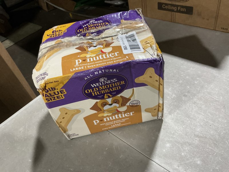 Condition photo showing As Is for wellness old mother hubbard classic p-nuttier dog biscuits, natural training treats, peanut butter flavor, large size, 6 lb box peanut butter large 6 pound (pack of 1)