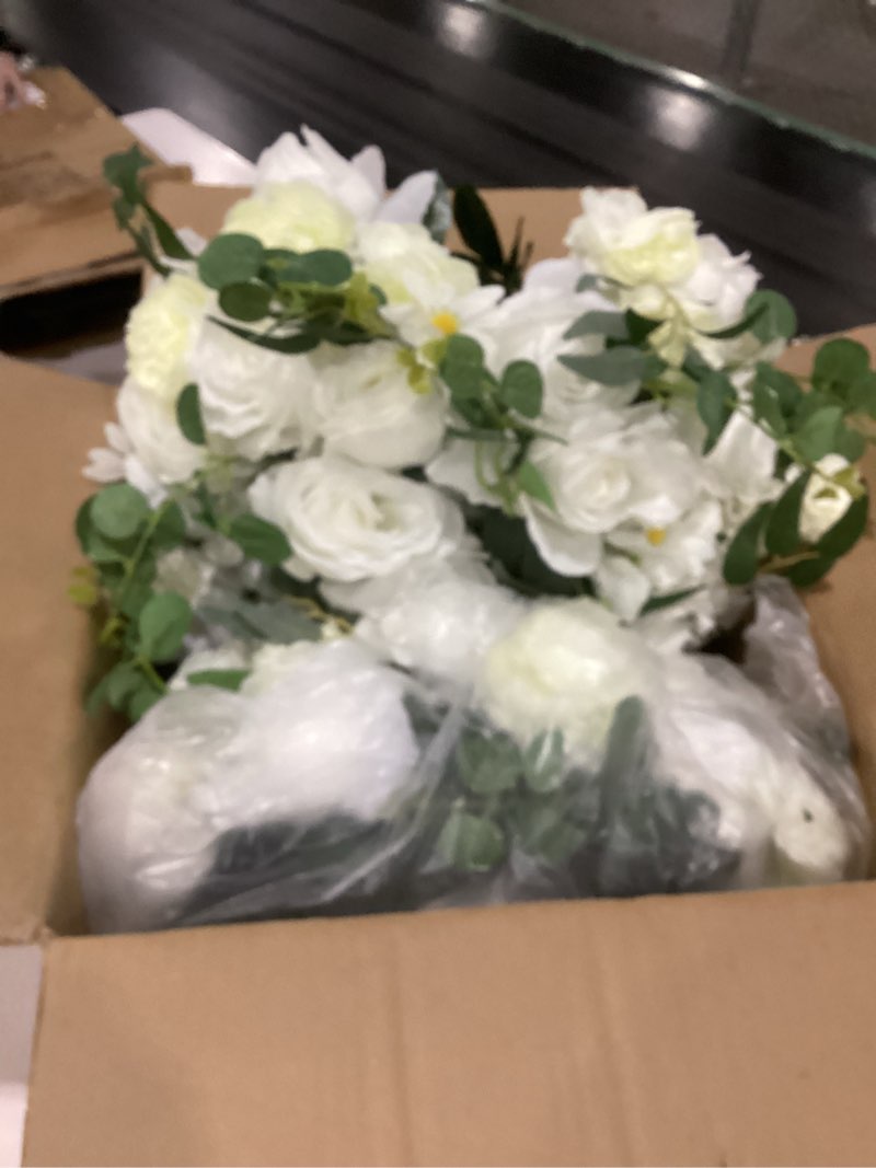 Condition photo showing New/Like New for nuptio large flower centerpieces for tables: 17.7 inch diameter white artificial flower ball arrangement for wedding party centerpiece - 2 pcs fake floral rose for bridal shower decorations 17.7" diam - 2 pcs white