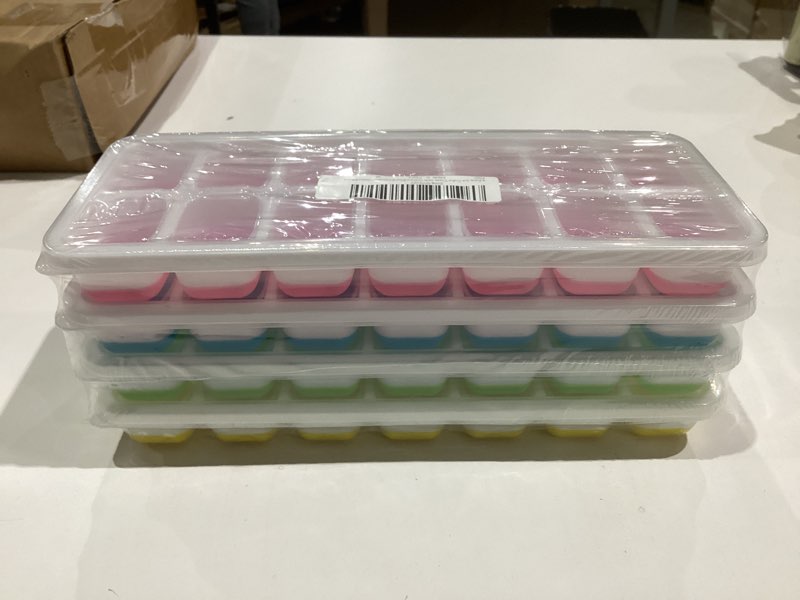 Condition photo showing New/Like New for Ice Cube Trays 2/4/6 Pack, Ice Cube Tray with Lid, Stackable Flexible Silicone Ice Trays, Mini Circle Ice Cube Tray for Beer, Drinks, Whisky, Cocktails, (Random Colours) (4 Pack)
