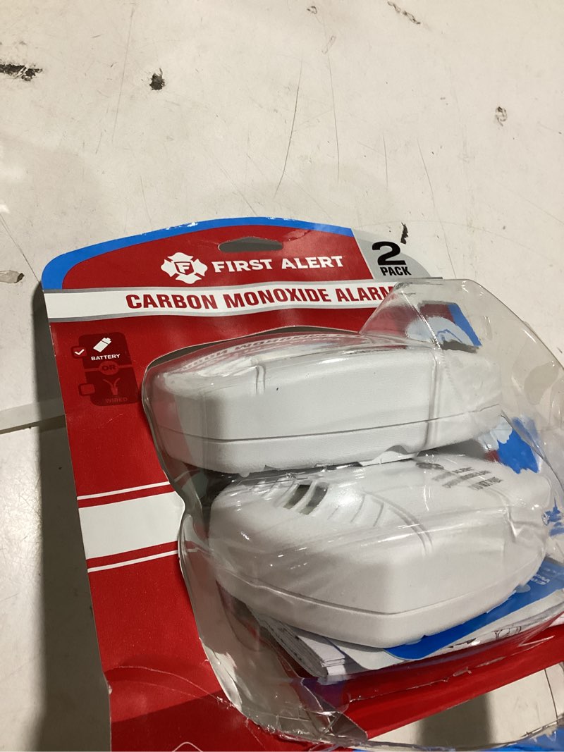 Condition photo showing As Is for first alert battery-powered electrochemical carbon monoxide detector