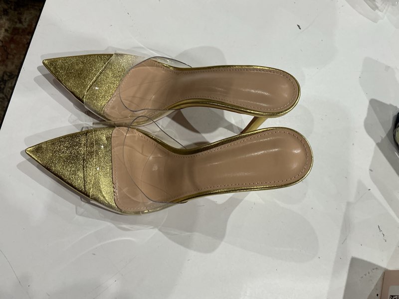 Condition photo showing Good Condition for womens clear pvc pointed toe pumps stiletto party dress shoes office high heels