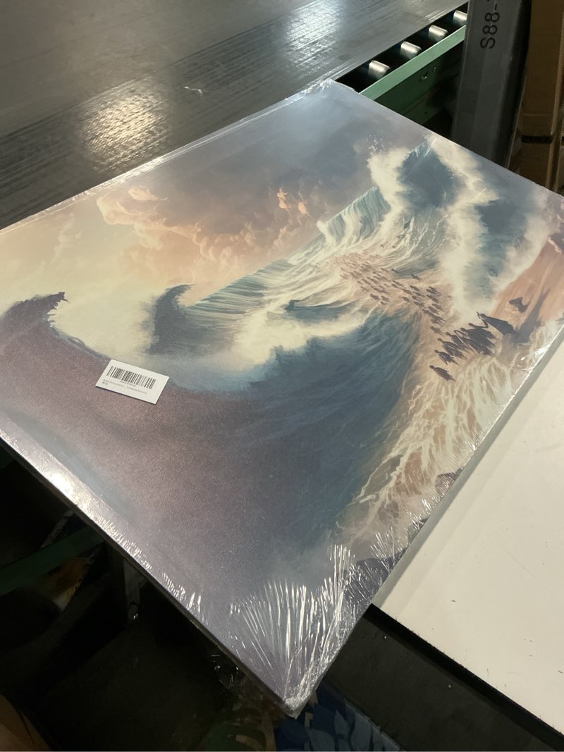 Condition photo showing Good Condition for Modern Christian Canvas Wall Art Bible Stories Moses Parting Egypt Crossing the Red Sea Picture Jesus Religion Wall Decor Poster Print for Living room Bathroom Office Bedroom Home Decoration