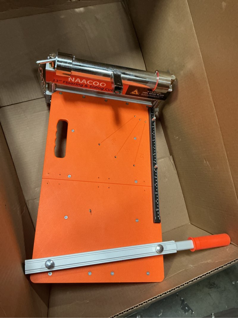Condition photo showing As Is for naacoo 17mm heavy duty laminate/vinyl floor cutter, 13” vinyl plank cutter with wheel – just 1 step meet angle&length cutting, flooring tools - cuts laminate floor, engineer wood, lvp/t, vct, spc, wpc 17mm heavy floor cutter