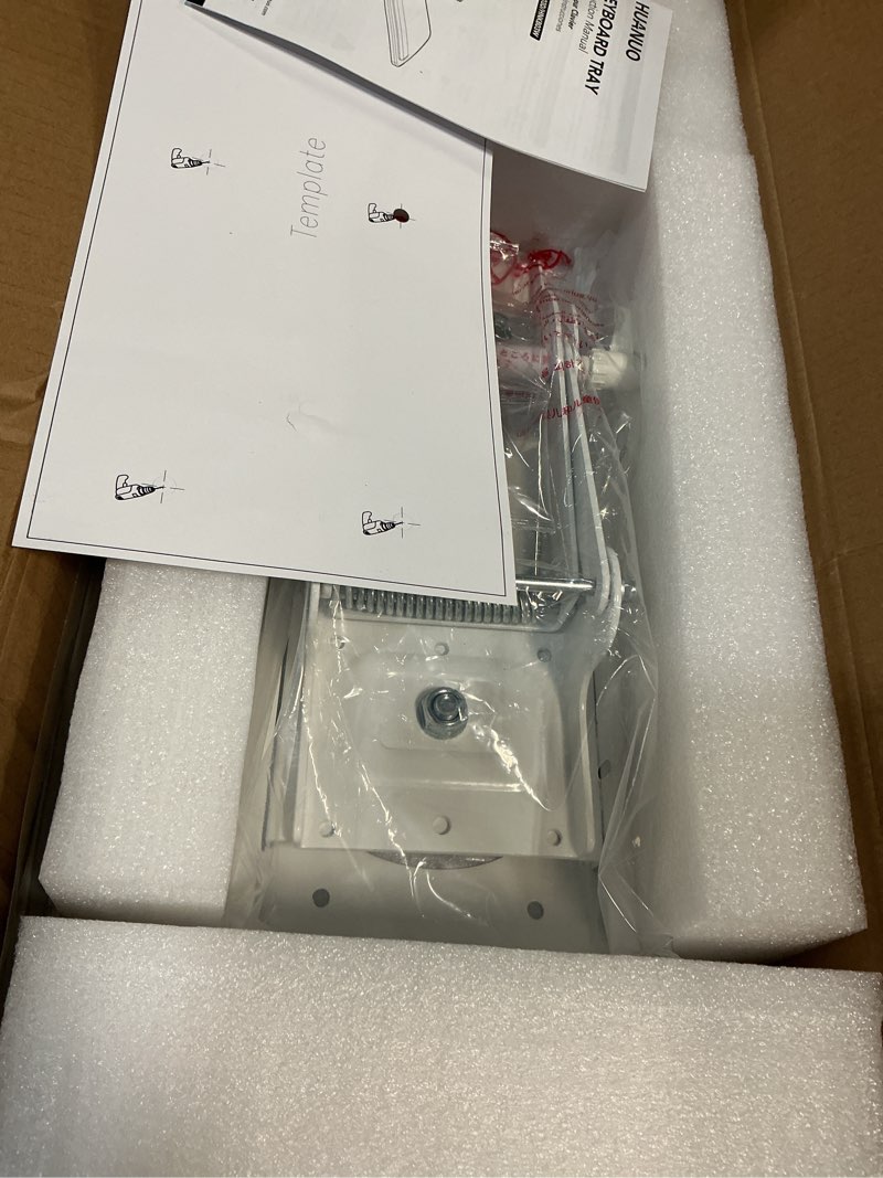 Condition photo showing New/Like New for HUANUO Keyboard Tray Under Desk, 360 Adjustable Ergonomic Sliding Keyboard & Mouse Tray, Under Desk Keyboard Tray Slide Out, Keyboard Holder Under Desk for Typing in Home, Office Work, 25"W x 9.84"D White