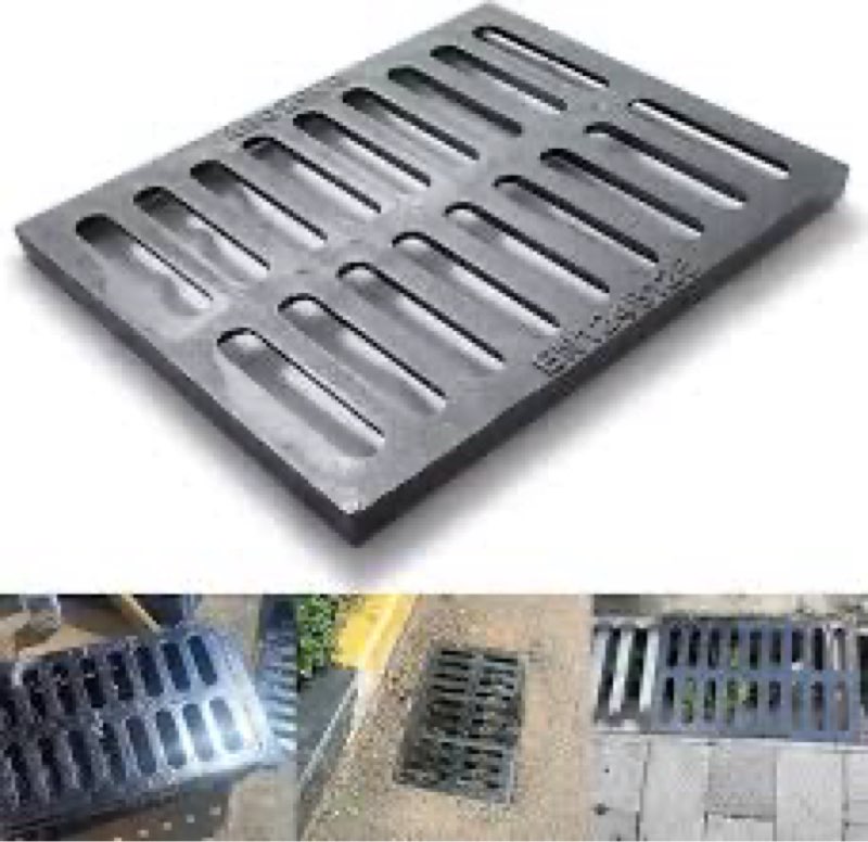 Cast Iron Drain Grate, 16 * 20in Heavy Duty Outdoor Drain Cover, B125 Class Channel Grate, Metal Sew