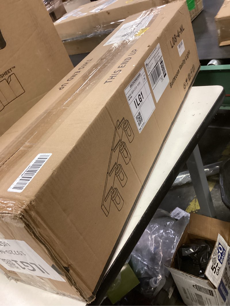 Condition photo showing New/Like New for Espird Bathroom Lighting Fixtures, 4-Light Bathroom Vanity Lights Over Mirror, Brushed Nickel Vanity Light with Glass Shade, Modern Vanity Lighting Fixtures for Bathroom, Bedroom, Hallway Brushed Nickel 4 light