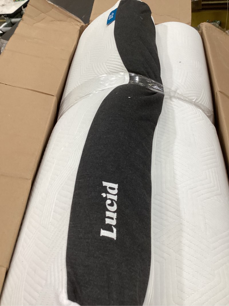 Condition photo showing Good Condition for lucid 10 inch memory foam mattress - medium feel - infused with refreshing bamboo charcoal and cooling gel - bed in a box - temperature regulating - pressure relief - breathable - twin size twin 10" medium