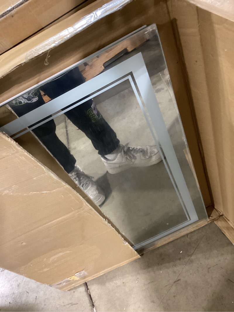 Condition photo showing Good Condition for led bathroom mirror, 24x32 inch gradient front and backlit led mirror for bathroom, 3 colors dimmable cri>90 double lights, ip54 enhanced anti-fog, hanging plates vanity mirror with lights front and backlit 32"l x 24"w