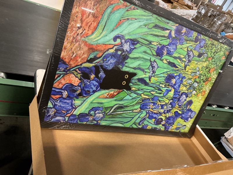 Condition photo showing New/Like New for framed vintage cat canvas wall art, 24''l x 16''w 24\"l x 16\"w bathroom cat