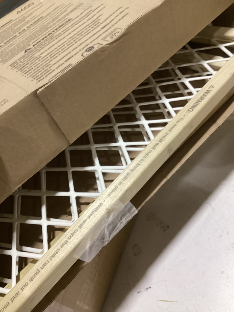 Condition photo showing Good Condition for toddleroo by north states diamond mesh wooden baby gate: 26.5"- 42" wide. pressure mounted baby gate for doorway. (23" tall, sustainable hardwood)
