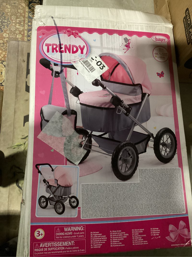 Condition photo showing Good Condition for Bayer Design Baby Doll Trendy Pram in Grey/Pink, 67 x 41 x 68 centimeters, 1300800