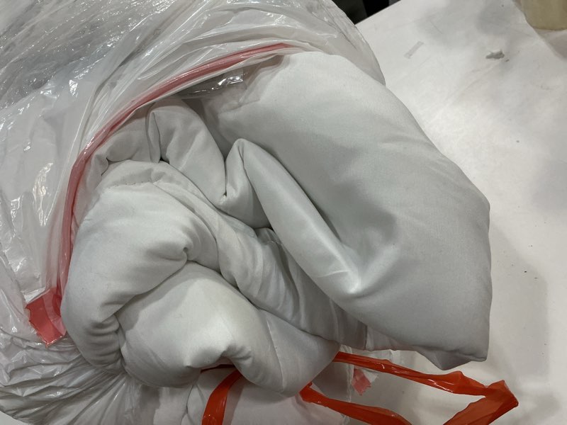 Condition photo showing As Is for Bedsure Comforter Duvet Insert - Quilted Comforters Cal King Size, All Season Duvet, GentleSoft Down Alternative Bedding, with 8 Tabs, Gifts for Women/Men, White,Alaskan King 130x120 Inches