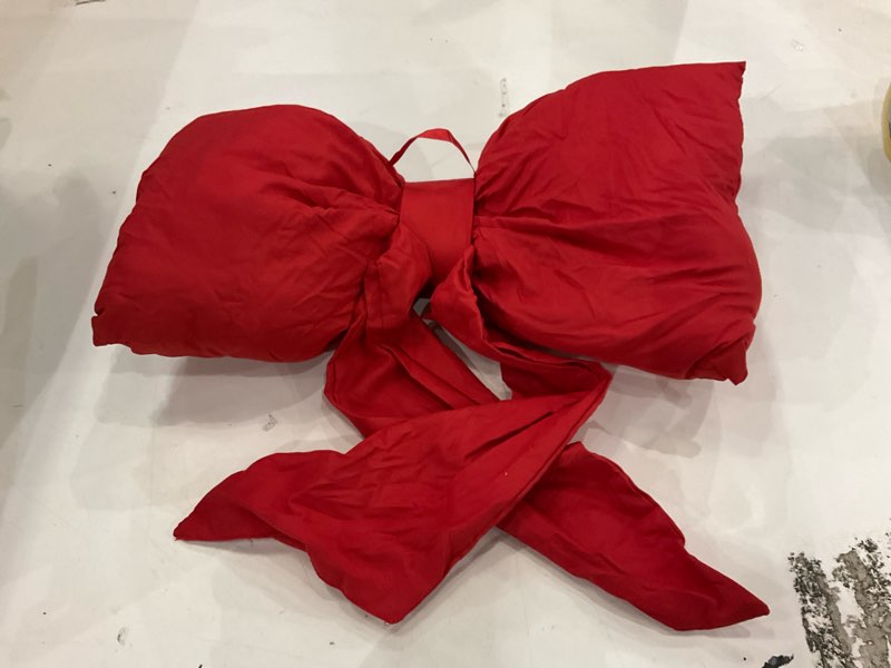 Condition photo showing New/Like New for Gejoy Large Christmas Bow Decorations 24 x 16 Inch Door Hanging Giant Red Bows Wall Decor for Xmas Tree Topper Backdrop Baby Shower Wedding Room Decorations