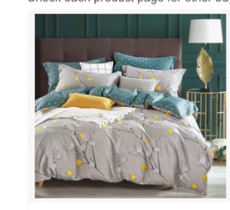 SLEEPBELLA Comforter King Size, 600 Thread Count Cotton Grey Branch with Yellow Turquoise Polka Dot Pattern Green Reversible Comforter Set,Down Alternative Bedding Set 3Pcs(King, Grey Branch)