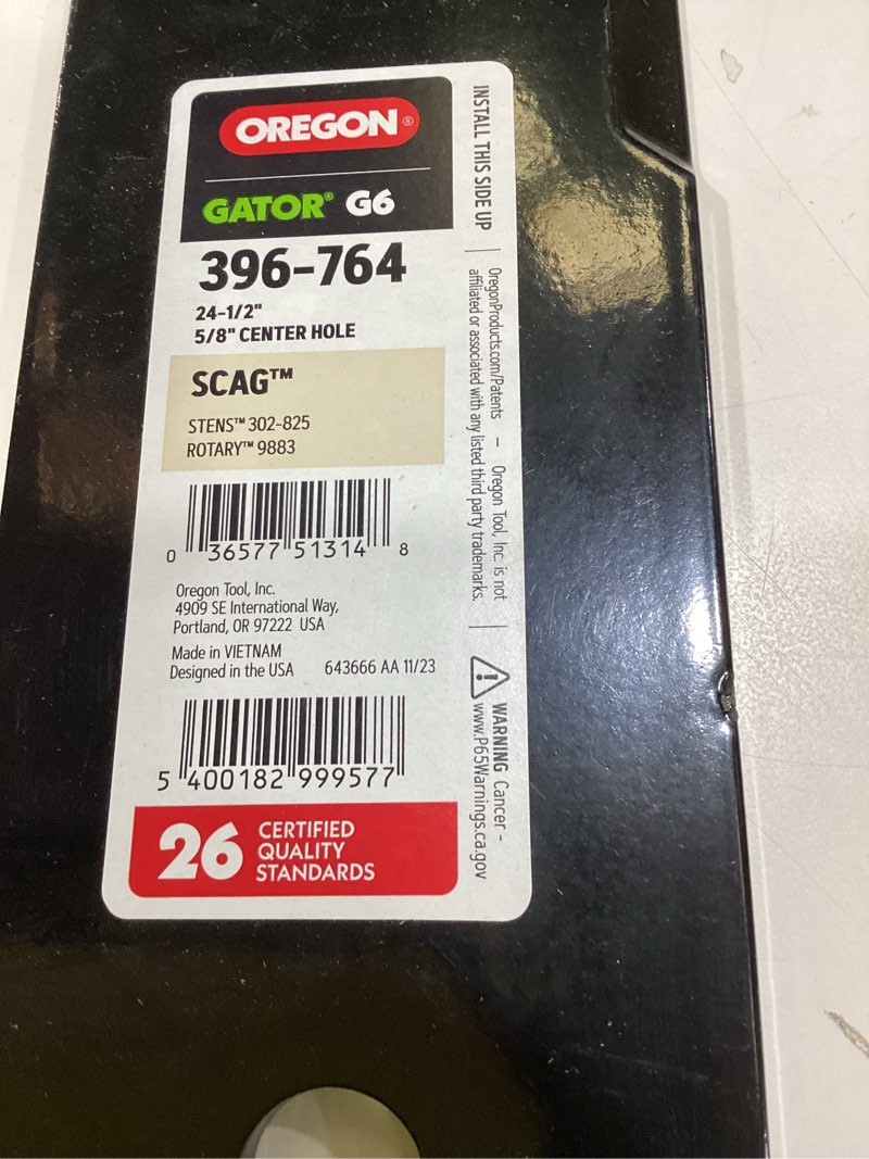 Condition photo showing Good Condition for oregon 396-764 scag g6 replacement lawn mower blade 24-1/2-inch