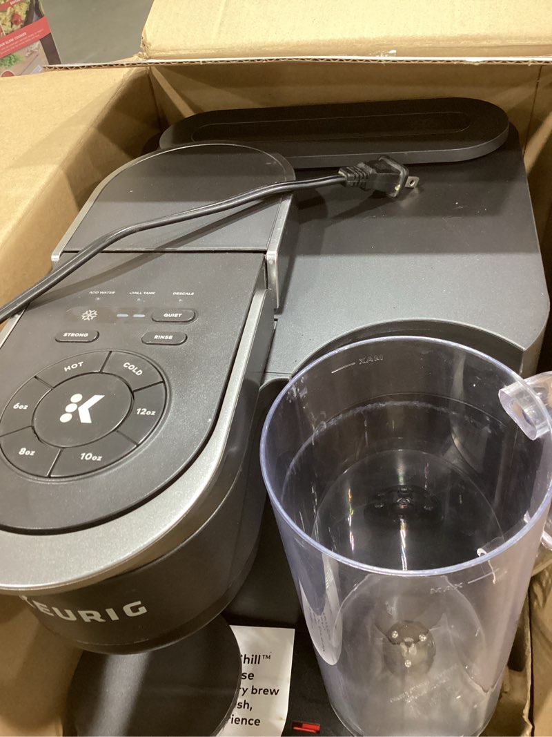 Condition photo showing As Is for keurig k-brew+chill iced or hot single-serve k-cup coffee maker with multistream and quickchill technology, 70oz. removable reservoir