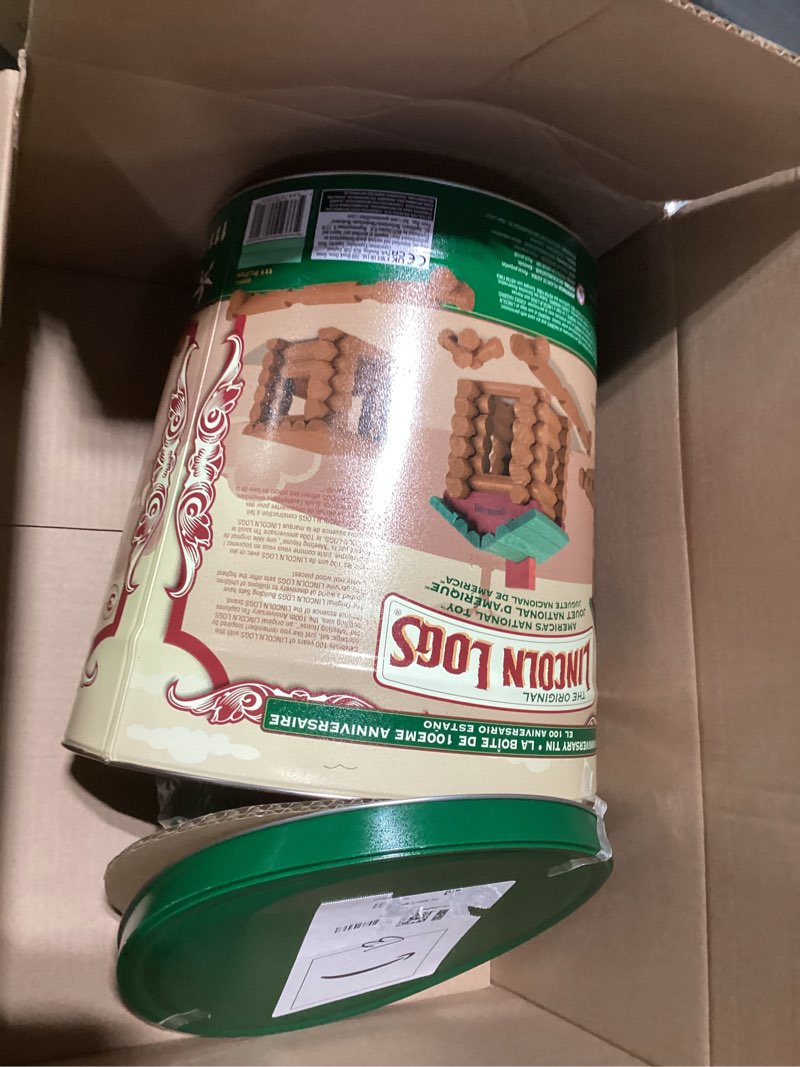 Condition photo showing As Is for Lincoln Logs - Logs 100th Anniversary Tin