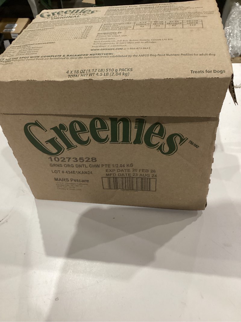 Condition photo showing New/Like New for Greenies Veterinarian-Recommended Adult Natural Dental Dog Treats Regular Size, Original Flavor, 36 oz. Pack, 36 Count Original 36 Count (Pack of 1)