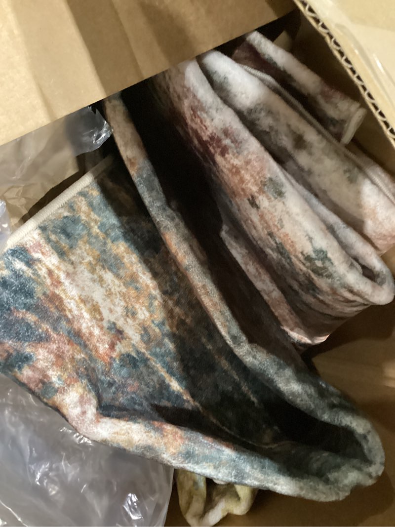 Condition photo showing Good Condition for releany washable area rugs 8'x10' non-slip modern abstract soft for living room entryway bedroom nursery, print pattern, brown rust red green blue multi rust red/green/blue/multi 8' x 10' (rectangular)