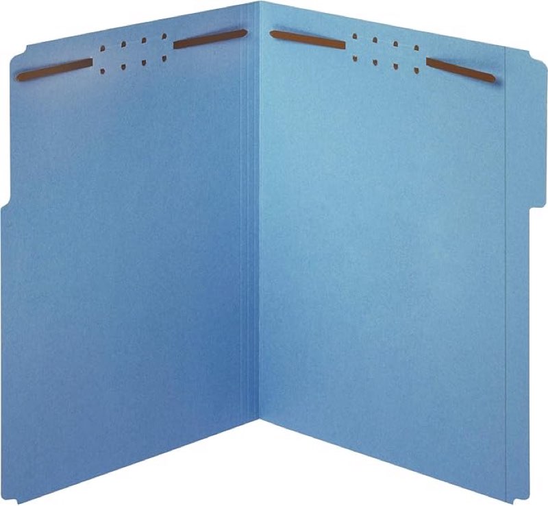 pendaflex fastener folders, 2 fasteners, letter size, blue, 1/3 cut tabs in left, right, center positions, 50 per box (22040gw) blue letter file folder
