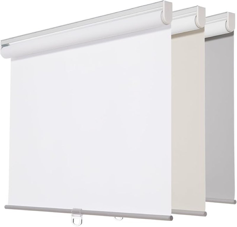 persilux cordless window shades blinds (32/“w x 72\" h, white) 100% blackout roller window shades uv protection energy saving window roller shades for windows, home and office