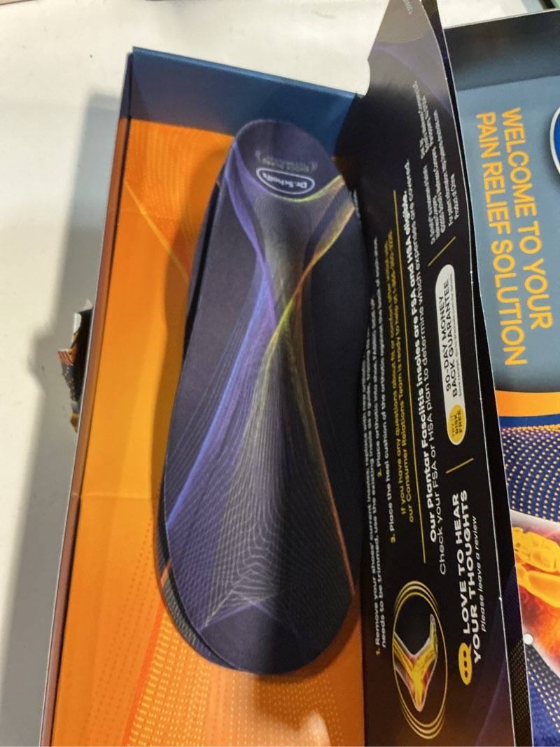 Condition photo showing Good Condition for Dr. Scholl’s Plantar Fasciitis Pain Relief Orthotic Insoles, Immediately Relieves Pain: Heel, Spurs, Arch Support, Distributes Foot Pressure, 1 Pair Tailored Fit Men's 7.5-8 / Women's 8.5-9