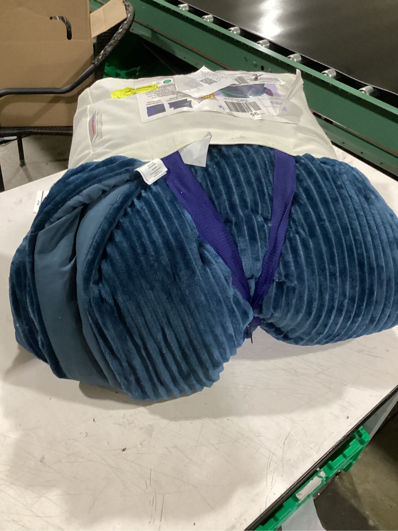 Condition photo showing Good Condition for mainstays kids dark blue solid plush ribbed corduroy comforter set, twin, 2 pieces