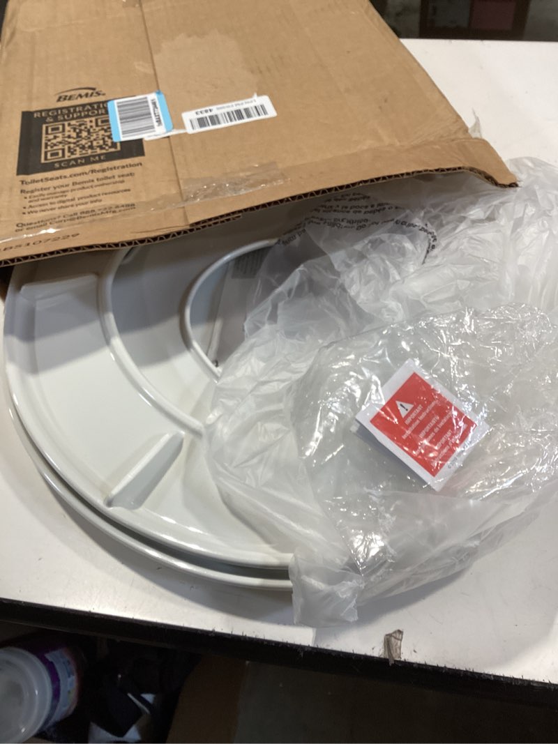 Condition photo showing Good Condition for little2big toilet seat with built-in potty training seat, slow close, durable plastic, made in usa, round, white