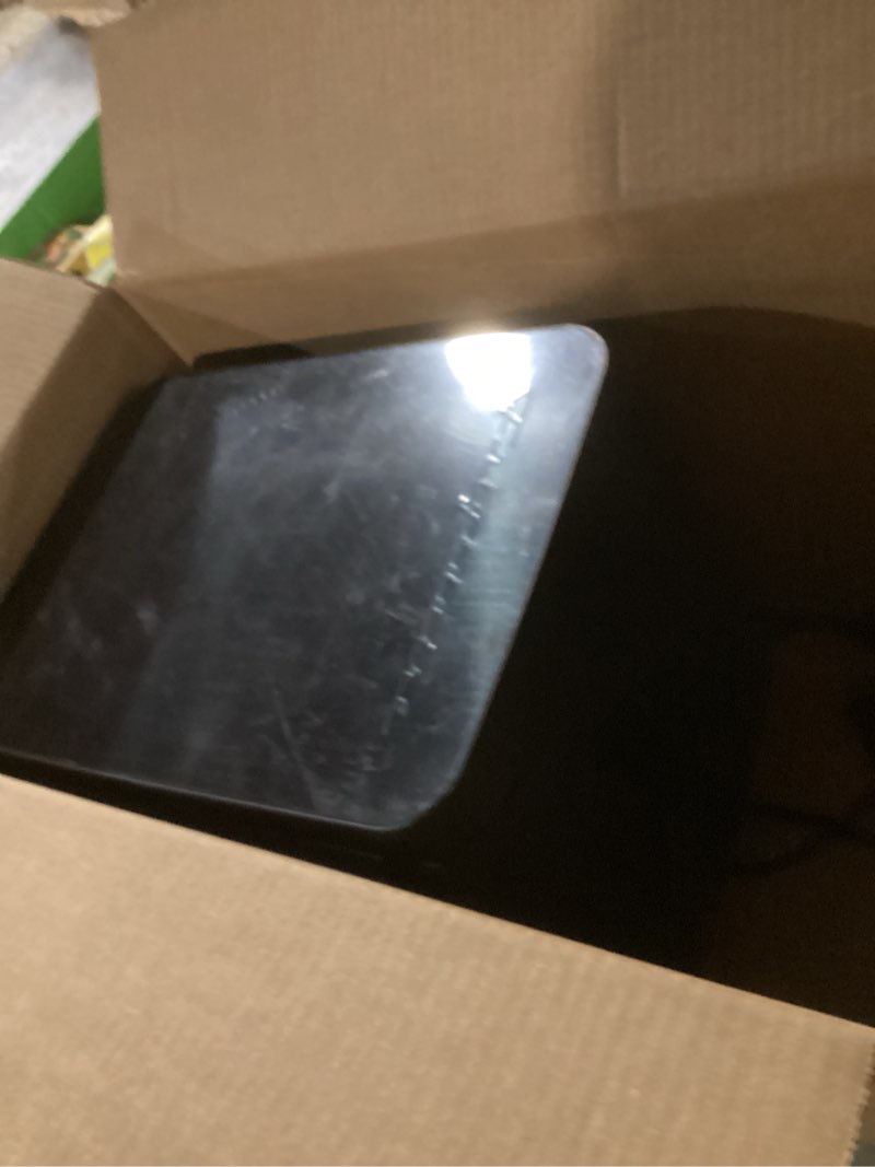 Condition photo showing As Is for Frigidaire Mini Personal Fridge Cooler, Countertop, Holds Up to 10L/15 Cans, Brushed Black Stainless Rugged Design, Portable for Skincare, Makeup, Car, Office, Bedroom, Dorm Room, or Cabin