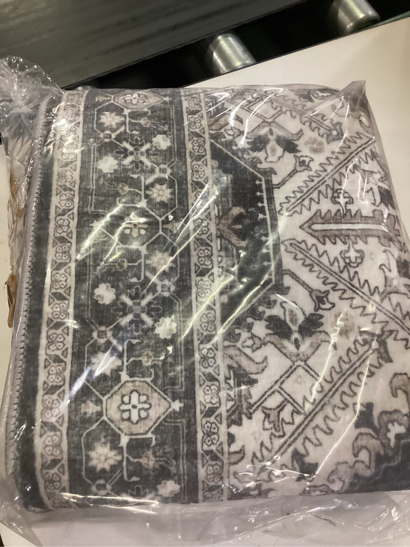 Condition photo showing Good Condition for witshock boho area rugs machine washable for living room bedroom, 2x6 vintage non-slip stain resistant floor carpet indoor for bedroom kitchen entryway bathroom, bitter black 2' x 6' (runner) bitter black