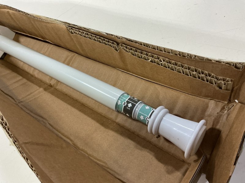 Condition photo showing Good Condition for zenna home adjustable curtain tension rod, no drill expandable tension window rod, easy installation, rental friendly, 51 - 120 inches, white white 51" to 120"