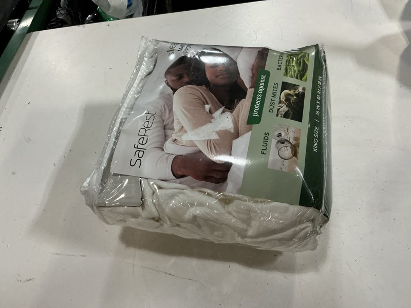 Condition photo showing Good Condition for saferest sleepure waterproof mattress protector king size - viscose derived from bamboo - fitted with stretchable pockets - machine washable cotton king mattress cover for bed viscose blend king