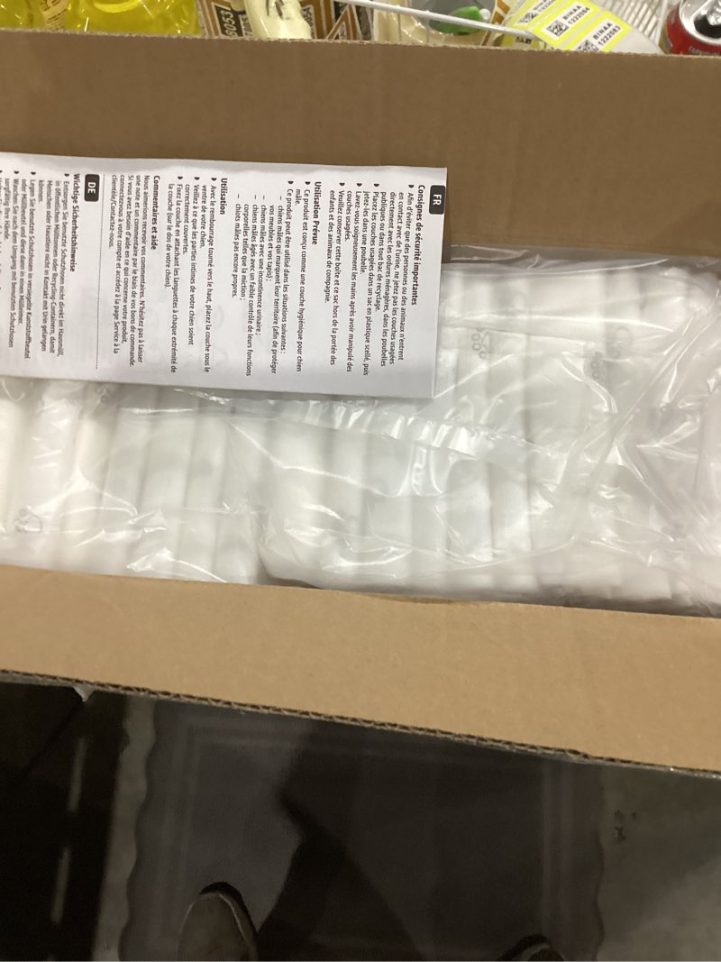 Condition photo showing New/Like New for Amazon Basics Male Dog Diapers, 30 Count, Medium, Ultra Absorbent Disposable Wrap with Secure Fit, Leakproof and Comfortable Medium (Pack of 30)