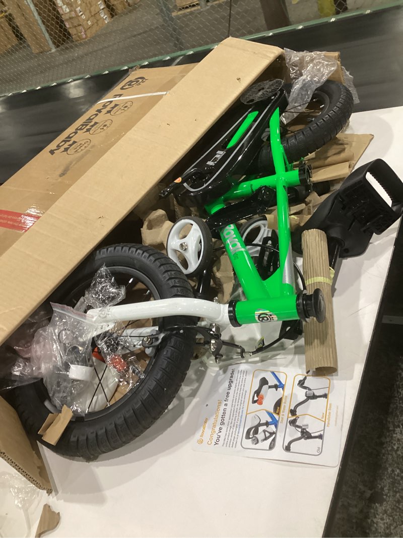 Condition photo showing As Is for (missing parts,similar to stock photos)royalbaby ez kids bike, innovation 2-in-1 balance & pedal learning bicycle, 12 14 16 18 inch for beginners ages 3-9 years boys girls, multiple colors, no training wheel needed