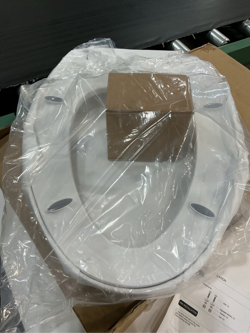 Condition photo showing Good Condition for bidet toilet seat for round toilet, non-electric dual nozzle bidet attachment with soft close lid, feminine hygiene toilet seat cover for women, easy install, white