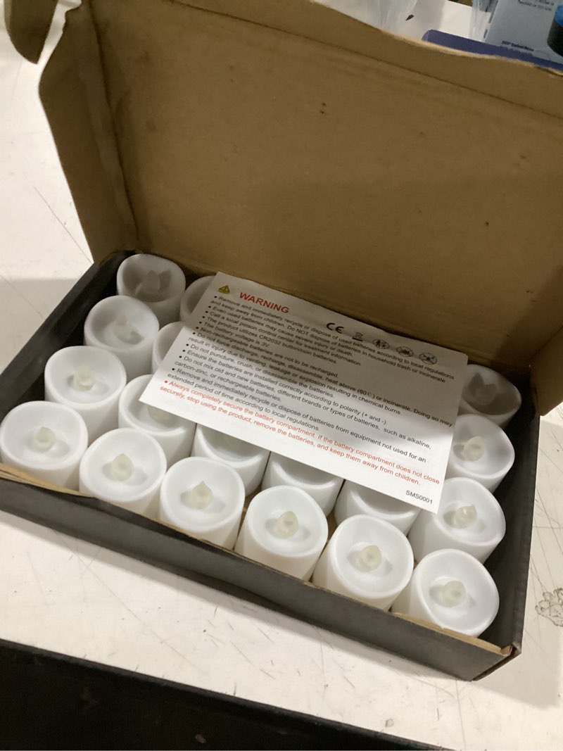 Condition photo showing Good Condition for homemory 24pack timer flameless led votive candles, long lasting battery operated tea light with timers, 6 hours on and 18 hours off cycle automatically for wedding, table decorations (warm white) white base (warm white light) 24 pack
