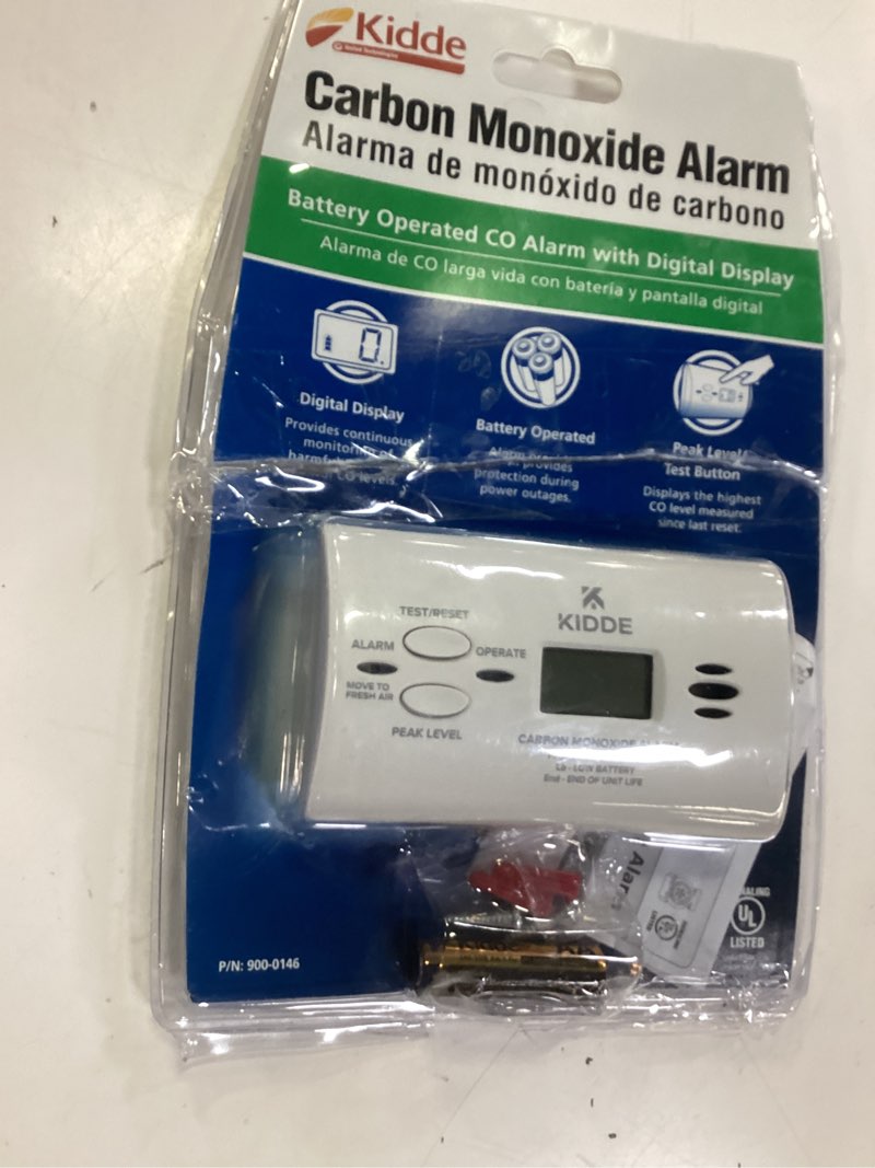 Condition photo showing Good Condition for kidde carbon monoxide detector, aa battery powered co alarm with leds, test-reset button, low battery indicator, portable 1 pack 3rd edition
