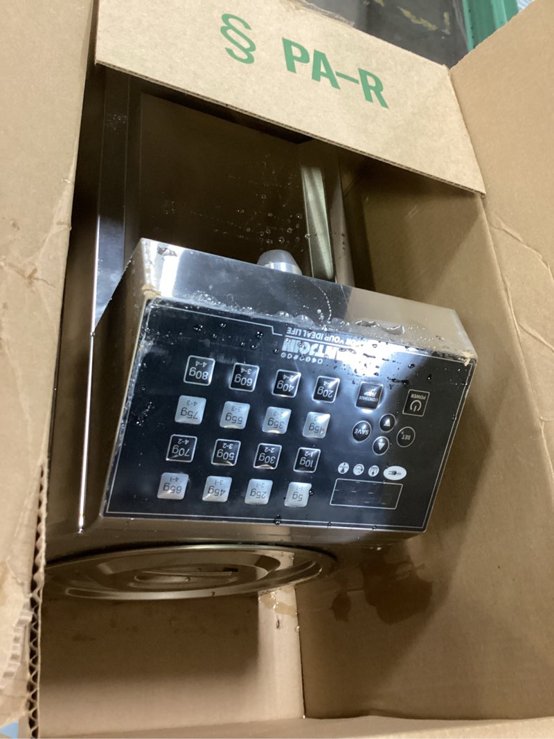 Condition photo showing As Is for WantJoin Fructose Dispenser Commercial - 16 Weight Settings Automatic Sugar Dispenser Machine 8L/8.5Qt Syrup Quantitative Machine for Beverage with Measuring Cup Mixing Stick Bubble Tea Equipment,350W Silver