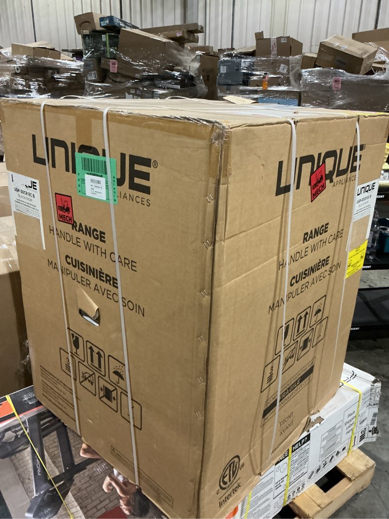 Condition photo showing New/Like New for Unique Appliances Classic Retro Gas Range, Freestanding Gas Range with 4 Burners, Convection Oven, and Oven Light, 24", Summer Mint Green