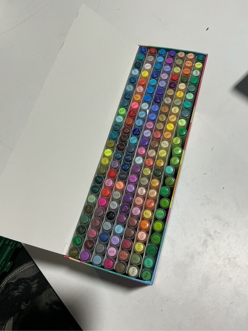 Condition photo showing Good Condition for 168 colors acrylic paint markers, direct-liquid ink control system, premium brush tip acrylic paint pens for school art, rock, egg, fabric, wood, diy crafts (includes replacement nibs)