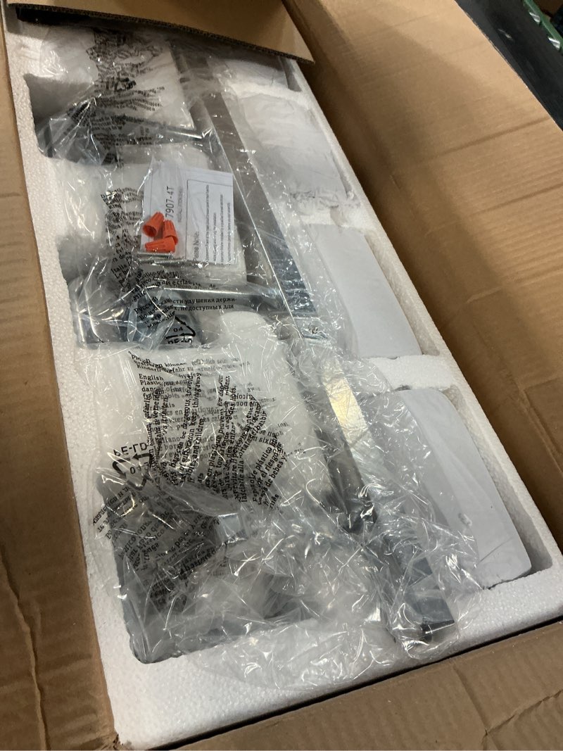 Condition photo showing As Is for 4-Light Vanity Light Fixture, Bathroom Wall Sconces, Bathroom Vanity Lighting Over Mirror | Square Clear Glass Shade | Bulbs Not Included | E26 Socket | Chrome Chrome 4-Light